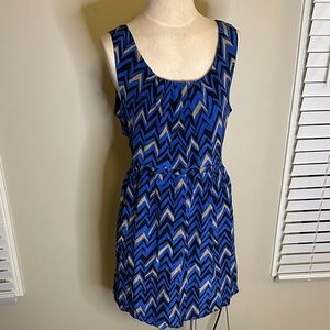 Broadway and Broome  Blue and Black Chevron Dress